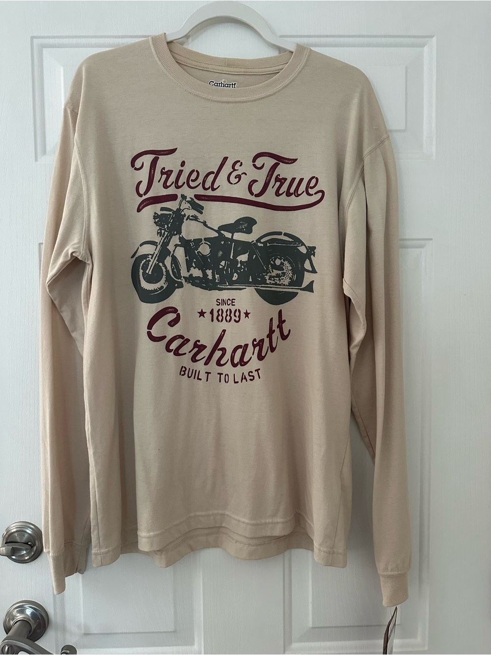 Carhartt Tried & True Vintage Motorcycle Long Sleeve Crewneck Graphic T-Shirt M